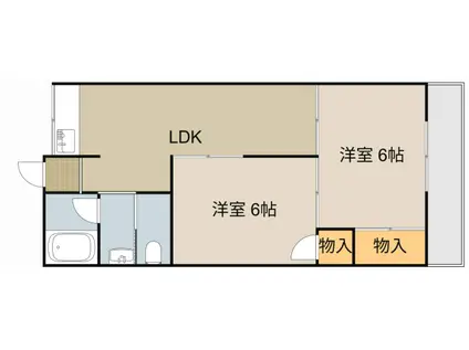 都マンション(2LDK/3階)の間取り写真