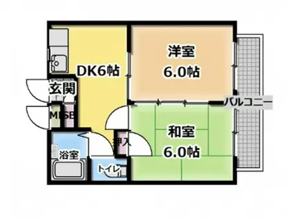 ドリームシャト-(2DK/3階)の間取り写真