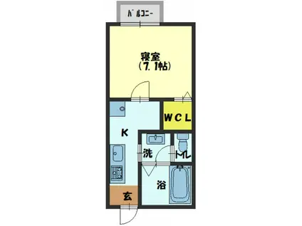 アプリーレ(1K/1階)の間取り写真