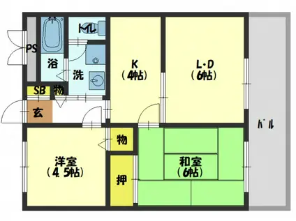 第二メゾン扇(2LDK/2階)の間取り写真