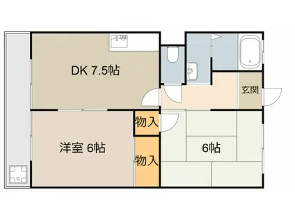マンション光(2DK/1階)の間取り写真