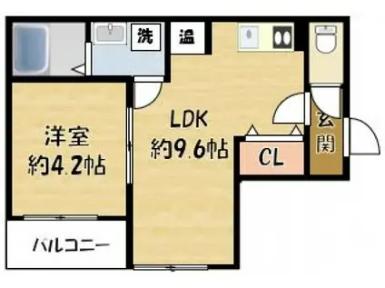 STAR MAISON 寝屋川(1LDK/3階)の間取り写真