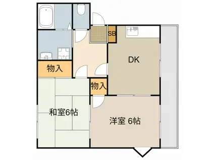 ハイツヒミコC棟(2DK/1階)の間取り写真