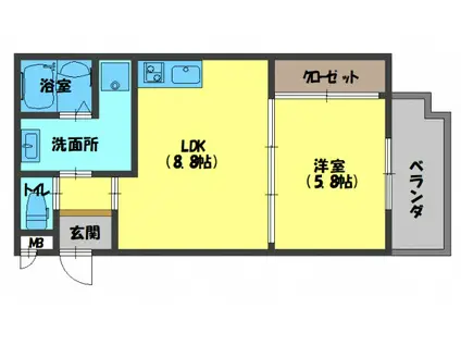 グレートヒルズ6番館(1LDK/1階)の間取り写真