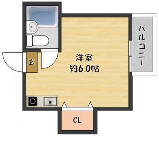 ハイツL(ワンルーム/2階)の間取り写真