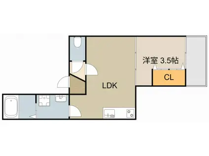 寝屋川市桜木町AP(1LDK/3階)の間取り写真