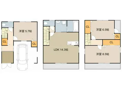 京阪電気鉄道京阪線 香里園駅 徒歩10分 2階建 築18年(3LDK)の間取り写真