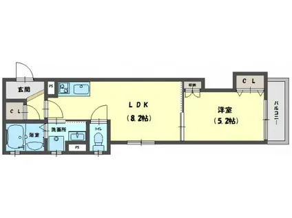 クリエオーレ古川町(1LDK/1階)の間取り写真