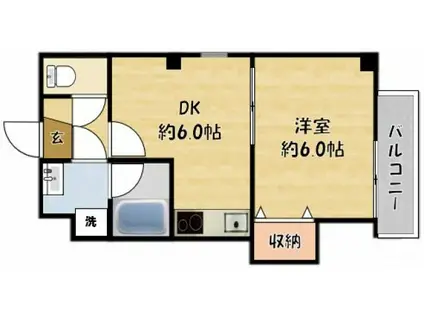 PROSPER大日(1DK/3階)の間取り写真