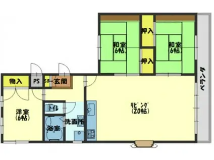 川口第一マンション(3LDK/2階)の間取り写真
