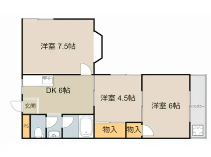 L-NEXT幸福町(3DK/2階)の間取り写真