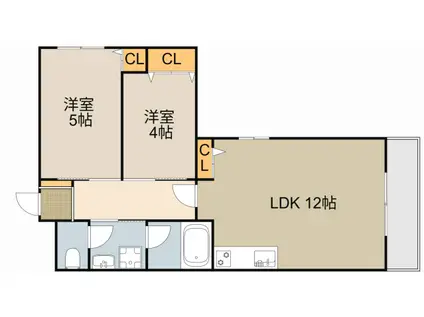 L-NEXT幸福町(2LDK/3階)の間取り写真