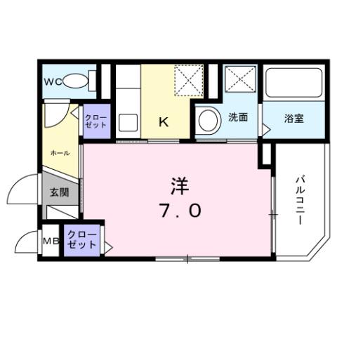 アルマグラータ(1K/2階)の間取り写真