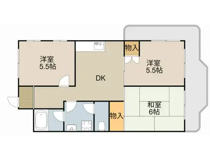 プリンスヴィラ寝屋川(3DK/9階)の間取り写真