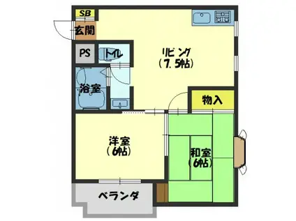 ウエストヒルズ神田(2DK/4階)の間取り写真