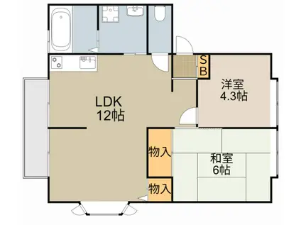 ルミエールE棟(2LDK/2階)の間取り写真