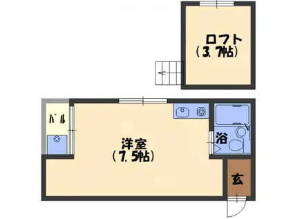 御堂ハイツ(1K/2階)の間取り写真