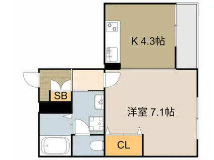 メゾンアイビス(1K/1階)の間取り写真
