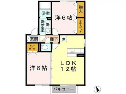 アゼリア(2LDK/2階)の間取り写真