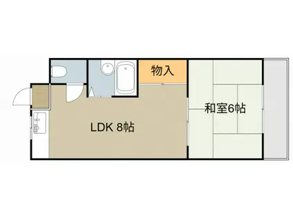 ウエストヒルズ御堂(1LDK/3階)の間取り写真
