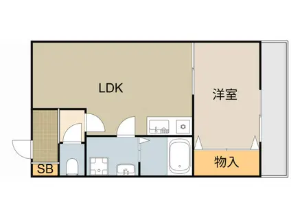 ハーミッツセル門真(1LDK/3階)の間取り写真