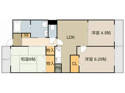 KSマンション(3LDK/3階)の間取り写真