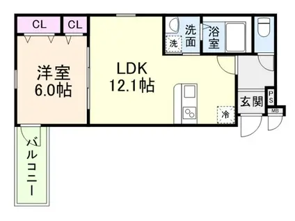 フジパレス大和田Ⅱ番館(1LDK/2階)の間取り写真