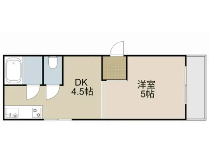コーポ山岡(1DK/2階)の間取り写真