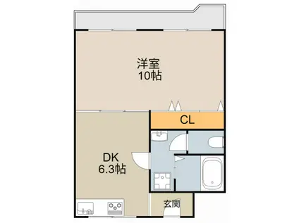 グランドハイツ2号館(1DK/1階)の間取り写真