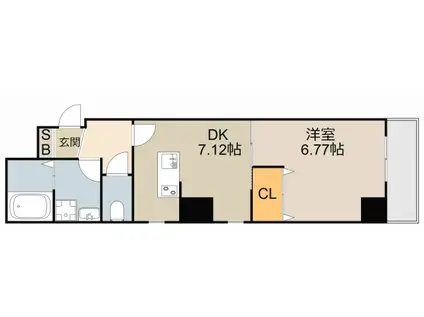 プレジィール大日(1DK/4階)の間取り写真