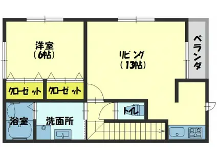 アムールLUSTER(1LDK/2階)の間取り写真