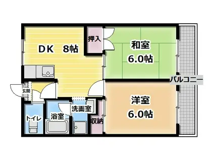 パレ音羽(2DK/4階)の間取り写真