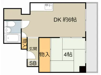 ホーク源(1DK/1階)の間取り写真