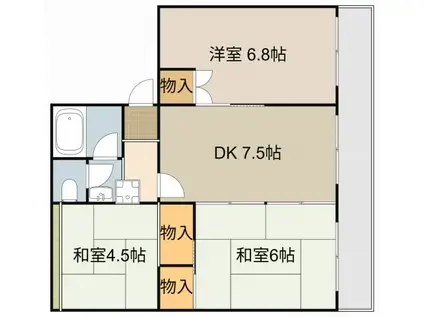 柳町ハイツ(3DK/3階)の間取り写真
