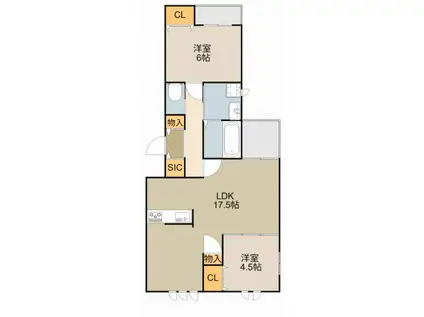 リアンコート(2LDK/2階)の間取り写真