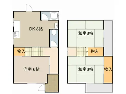 片町線 住道駅 徒歩28分 2階建 築57年(3DK)の間取り写真