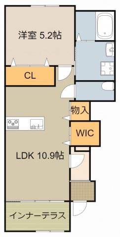 ORANGE VILLA 堀溝(1LDK/1階)の間取り写真