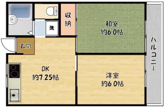 GM藤田町イースト(2DK/4階)の間取り写真