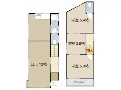 京阪電気鉄道京阪線 萱島駅 徒歩24分 2階建 築48年(3LDK)の間取り写真