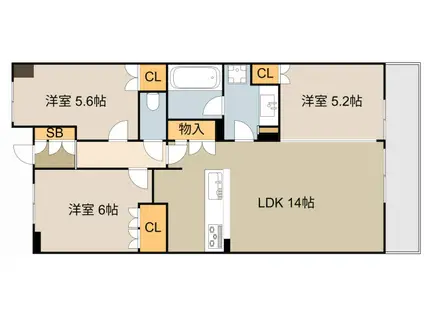 パークホームズLALA門真(3LDK/4階)の間取り写真