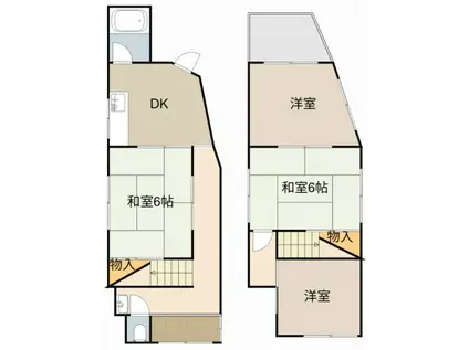 京阪電気鉄道京阪線 大和田駅(大阪) 徒歩20分 2階建 築44年(3SDK)の間取り写真
