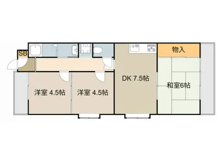 ユニーブル守(3DK/3階)の間取り写真