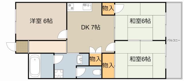 レジデンス浅田(3DK/4階)の間取り写真