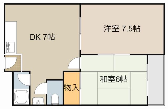 コーポ城垣(2DK/2階)の間取り写真