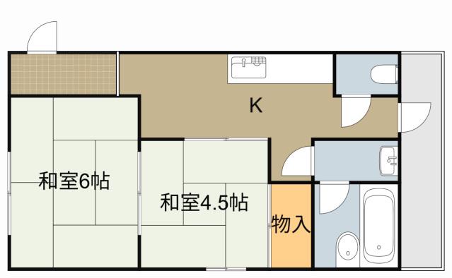 桃園マンション(2K/2階)の間取り写真