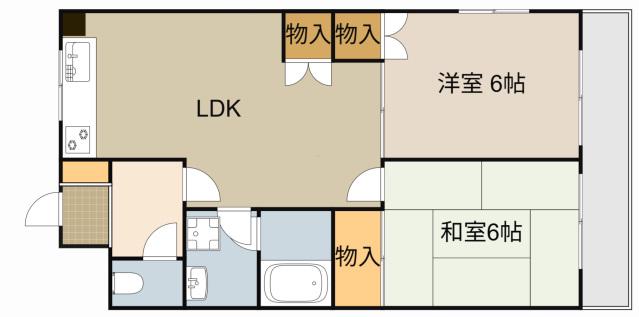 コーポグランディール(2LDK/5階)の間取り写真