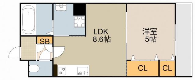 クリエオーレ秦町(1LDK/3階)の間取り写真