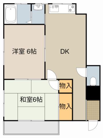 香里園ハウス(2DK/3階)の間取り写真