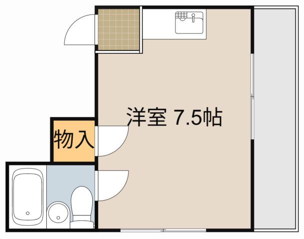 萱島サンヴィアンテ(ワンルーム/2階)の間取り写真