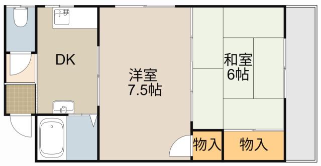 レジデンスパール(2DK/1階)の間取り写真